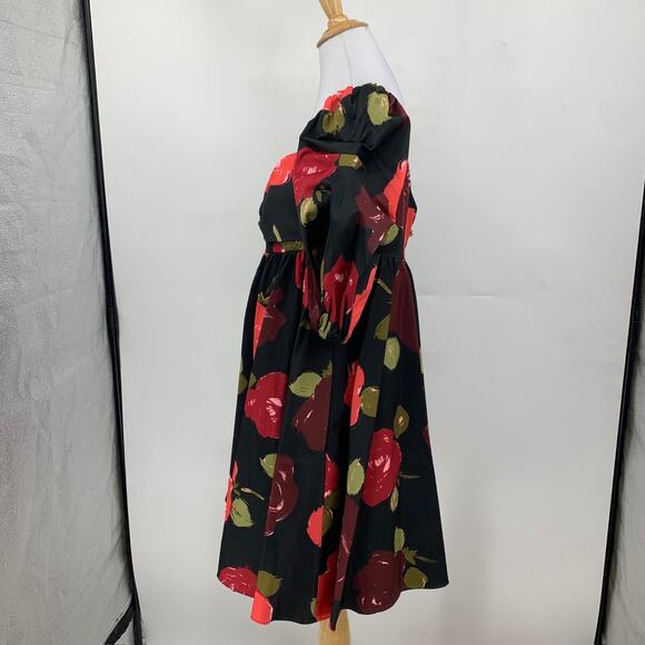 Kate Spade Dress Womens 12 Multi Just Rosy Beau Bow Sweetheart Neck Puff Sleeve - Picture 5 of 16